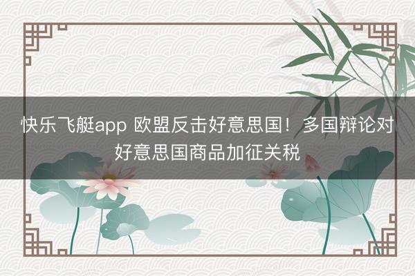 快乐飞艇app 欧盟反击好意思国!多国辩论对好意思国商品加征关税