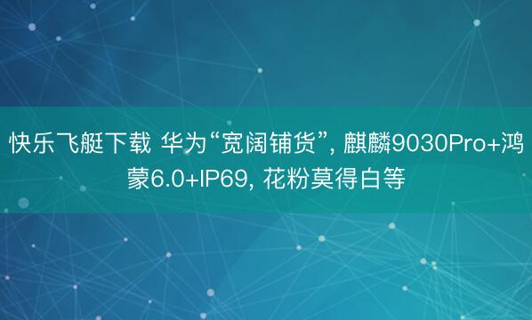 快乐飞艇下载 华为“宽阔铺货”, 麒麟9030Pro+鸿蒙6.0+IP69, 花粉莫得白等