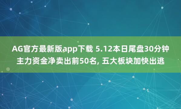 AG官方最新版app下载 5.12本日尾盘30分钟主力资金净卖出前50名， 五大板块加快出逃