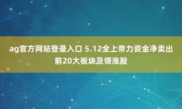 ag官方网站登录入口 5.12全上帝力资金净卖出前20大板块及领涨股
