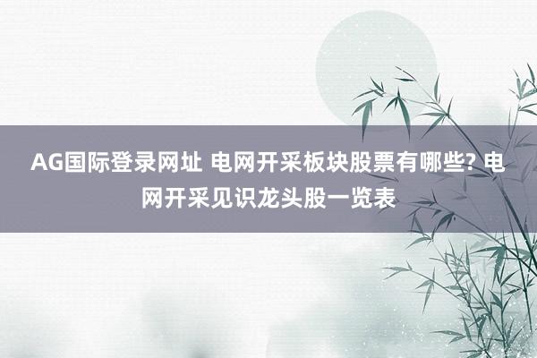AG国际登录网址 电网开采板块股票有哪些? 电网开采见识龙头股一览表