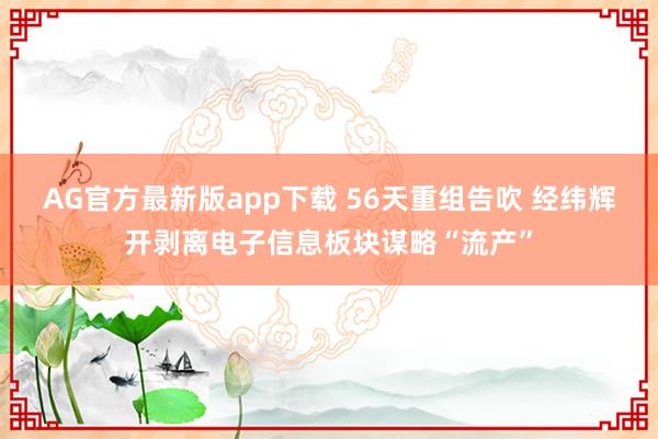AG官方最新版app下载 56天重组告吹 经纬辉开剥离电子信息板块谋略“流产”
