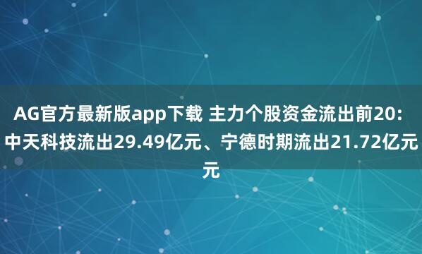 AG官方最新版app下载 主力个股资金流出前20: 中天科技流出29.49亿元、宁德时期流出21.72亿元