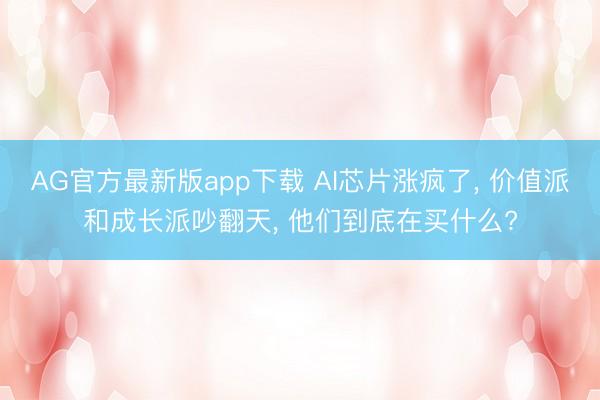 AG官方最新版app下载 AI芯片涨疯了， 价值派和成长派吵翻天， 他们到底在买什么?