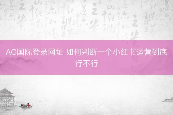 AG国际登录网址 如何判断一个小红书运营到底行不行