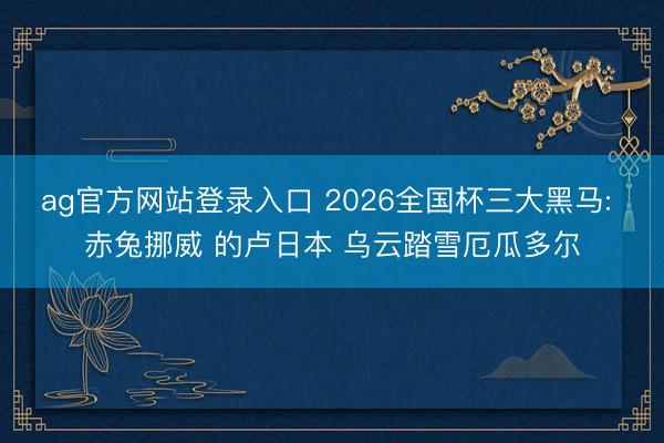 ag官方网站登录入口 2026全国杯三大黑马: 赤兔挪威 的卢日本 乌云踏雪厄瓜多尔