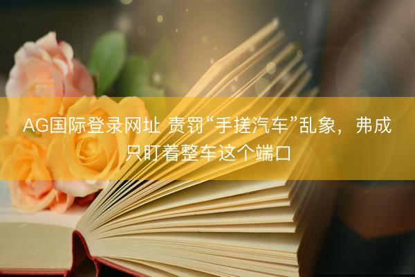 AG国际登录网址 责罚“手搓汽车”乱象,弗成只盯着整车这个端口