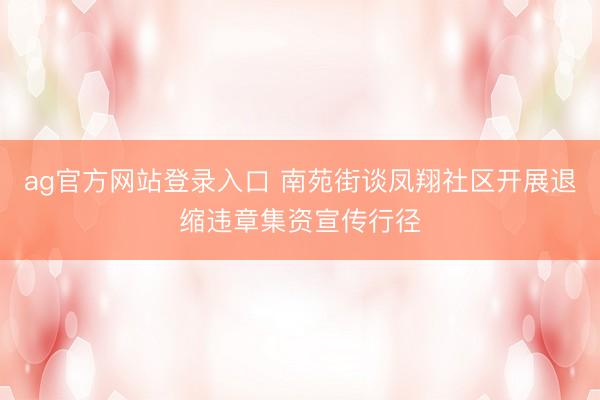ag官方网站登录入口 南苑街谈凤翔社区开展退缩违章集资宣传行径